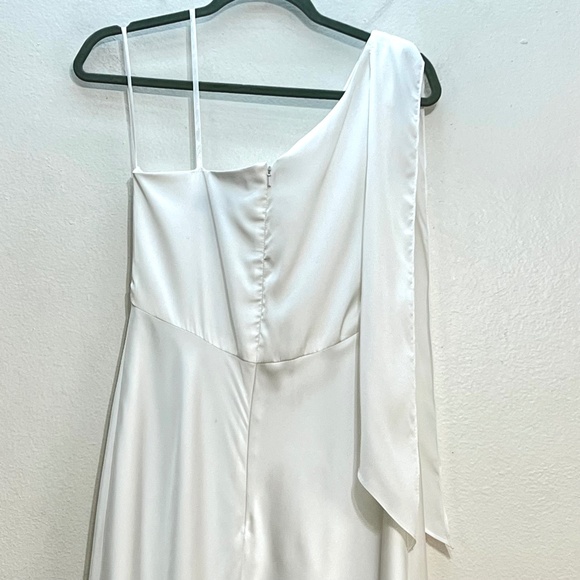 Mac Duggal 55387 One Shoulder Satin Midi Dress - Picture 7 of 12